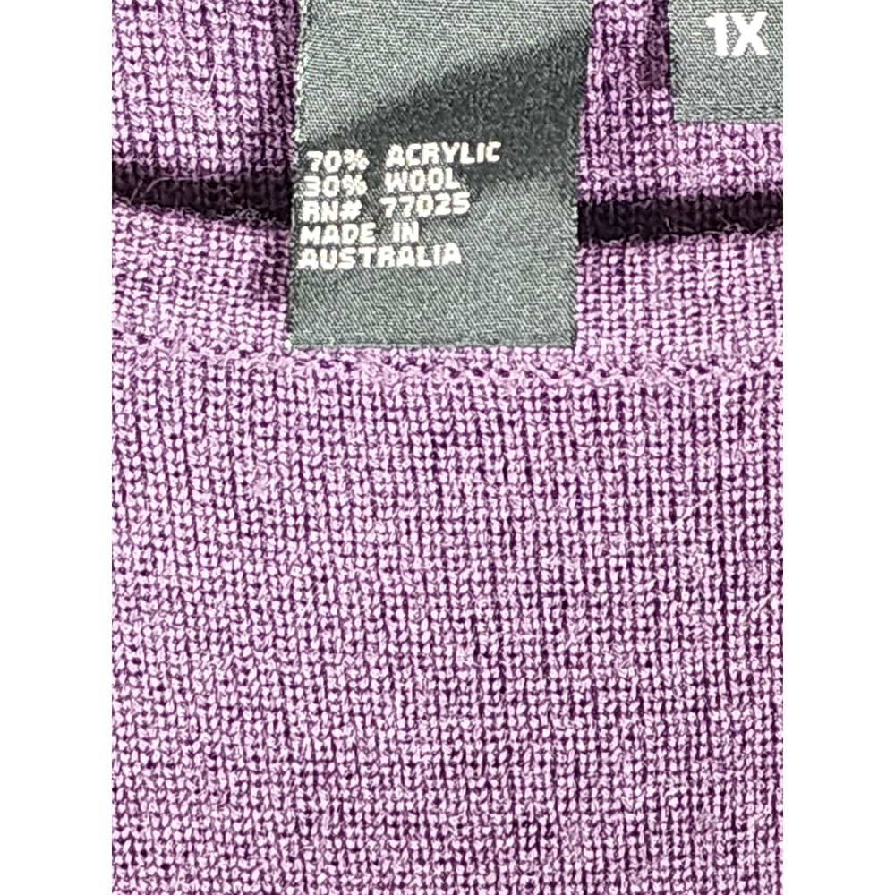 Womens 1X Purple Wool Blend Knit Sweater Layering Office Winter Cottage Academia - Picture 4 of 5